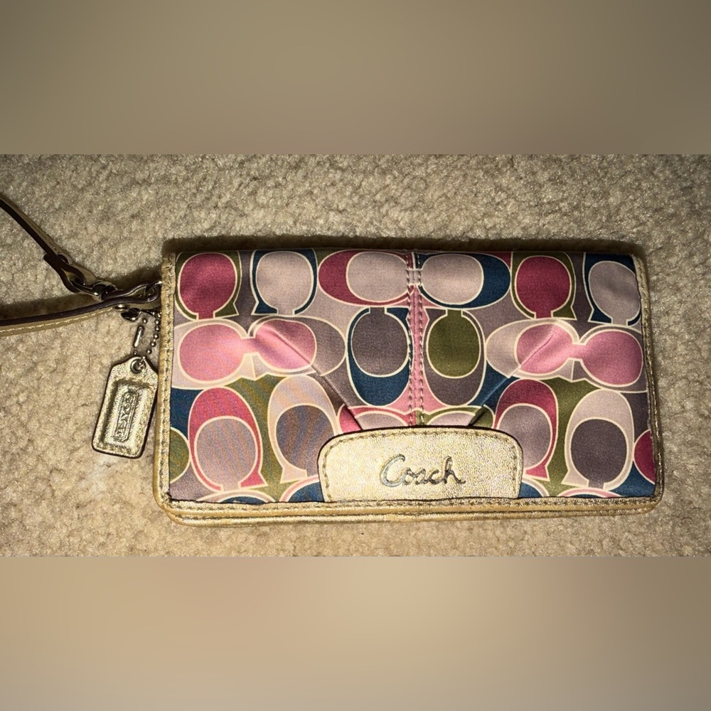 2pc Limited Ed. Coach Multicolor Medium Signature Gallery Scarf Print Satin Tote - Picture 7 of 13
